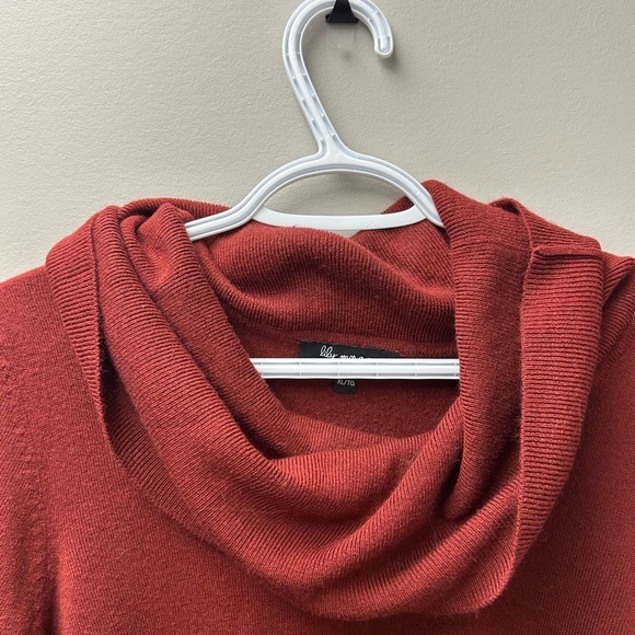 Lily Morgan Mock Neck Burnt Orange Long Sleeve Knit Sweater - Picture 2 of 4